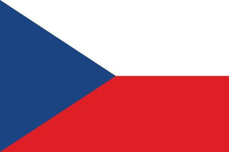 National flag of the Czech Republic with blue triangle and white and red horizontal bands