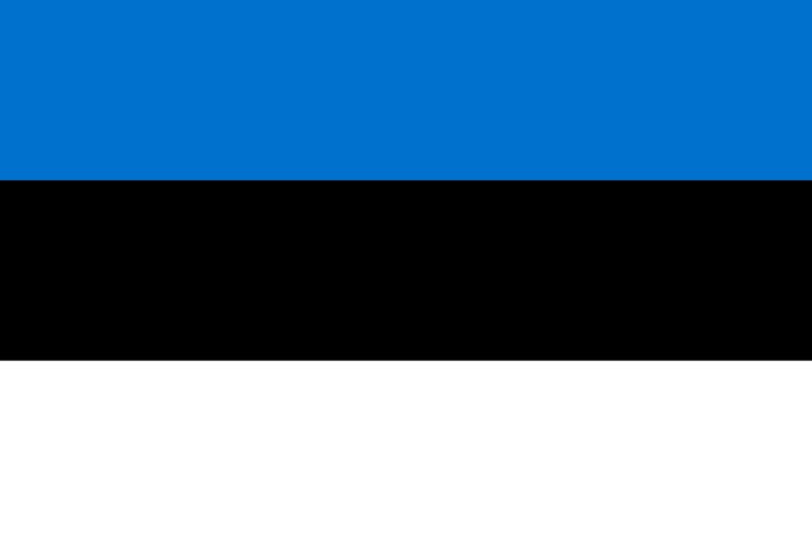 National flag of Estonia with horizontal blue, black, and white stripes