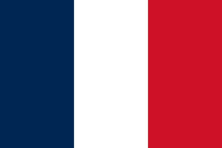 National flag of France with vertical blue, white, and red stripes