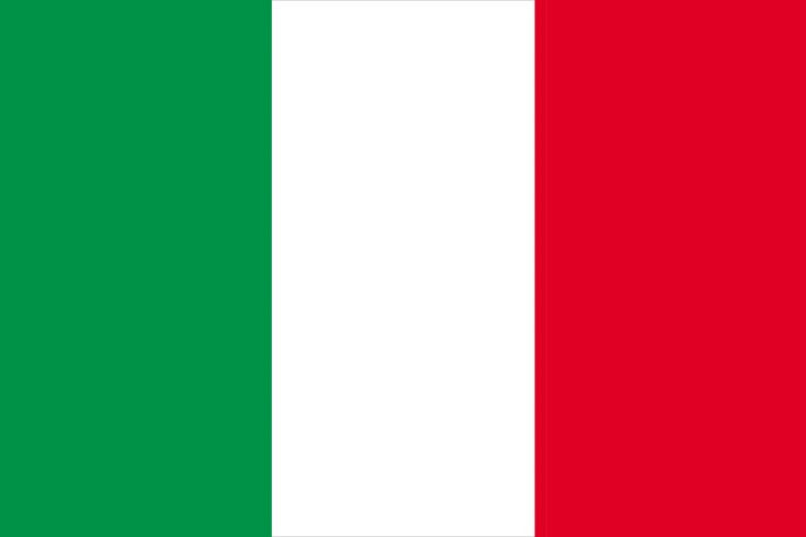 National flag of Italy with vertical green, white, and red stripes