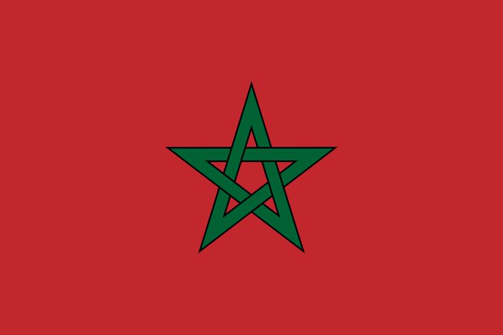 National flag of Morocco with a green pentagram star on a red background