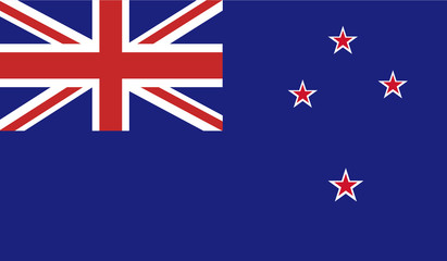 National flag of New Zealand with the Union Jack and red stars on a blue background