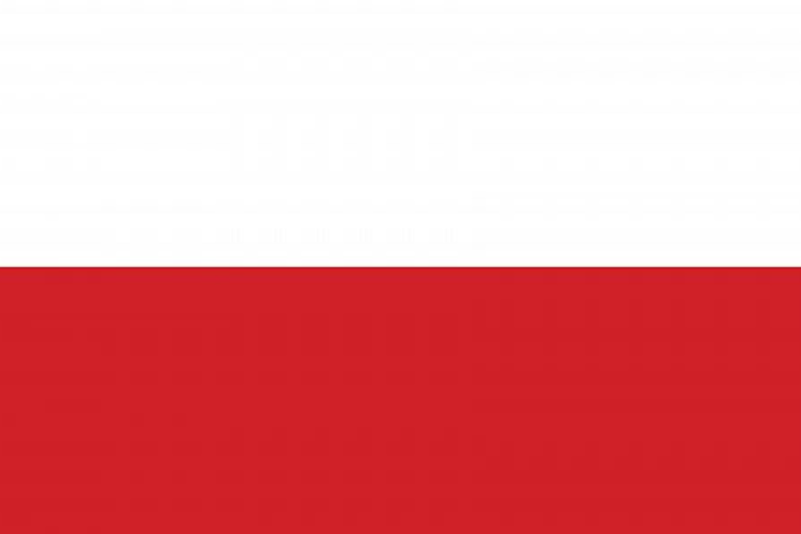 National flag of Poland with horizontal white and red stripes