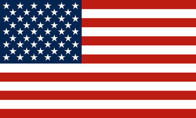 National flag of the United States with red and white stripes and white stars on a blue field