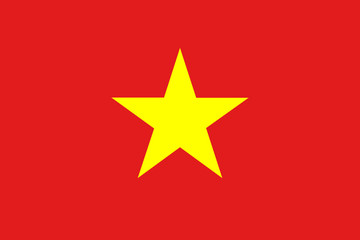 National flag of Vietnam with a yellow star on a red background